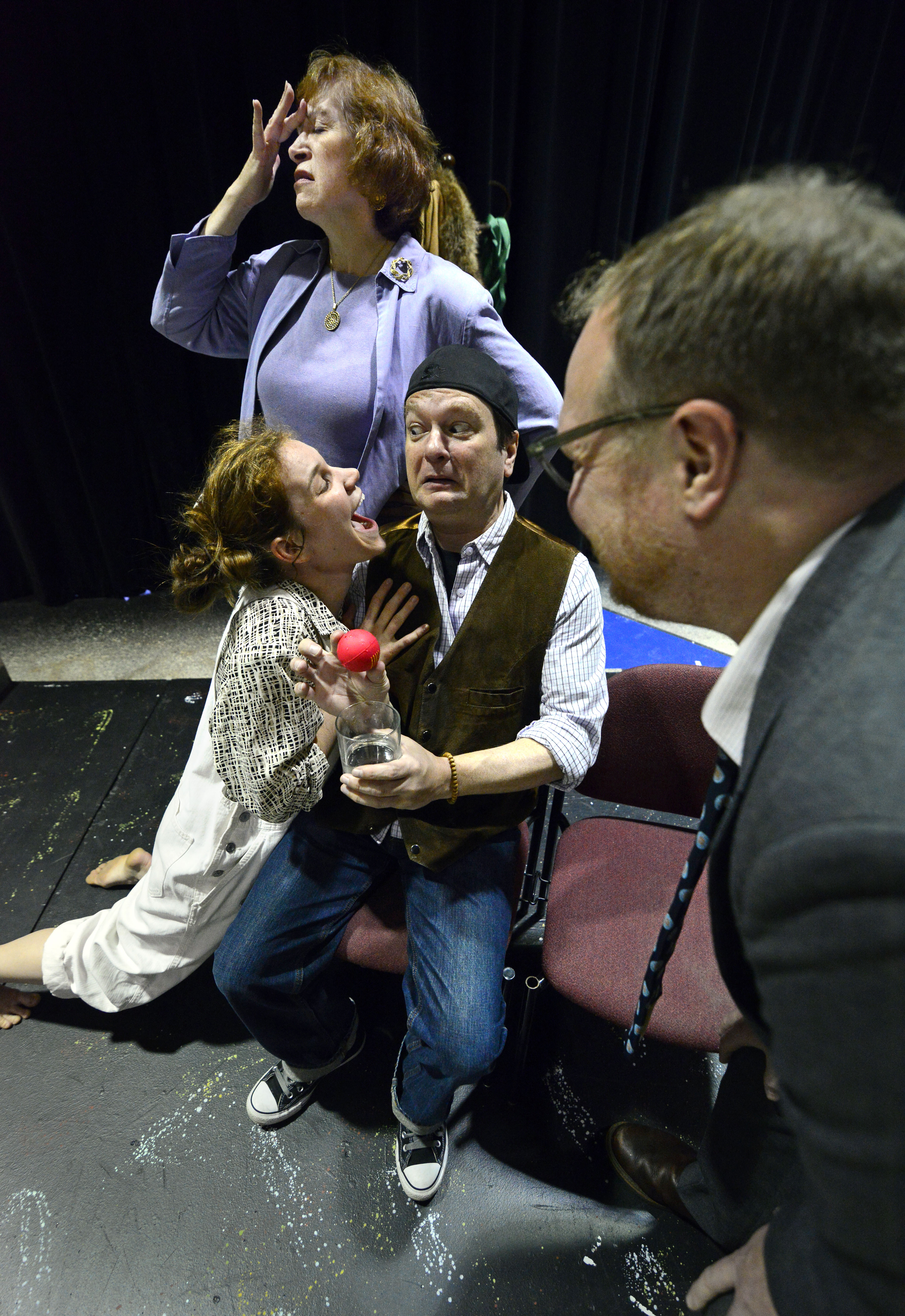 sylvia drops her ball - in Tom's drink!  photo by Stefan Hard, the times argus